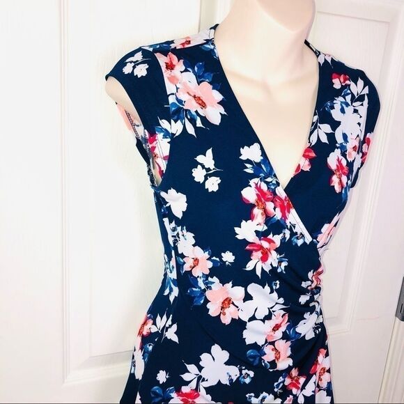 Elle ruffle faux wrap knee length floral dress xs - Picture 6 of 13